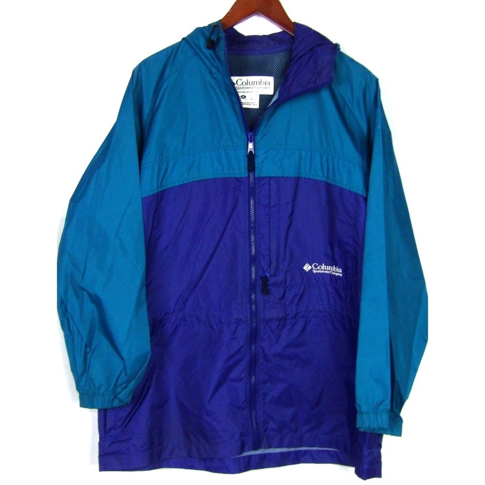 COLUMBIA Vintage Packable‎ Nylon Hooded Zip-Up Windbreaker Jacket Women's Medium